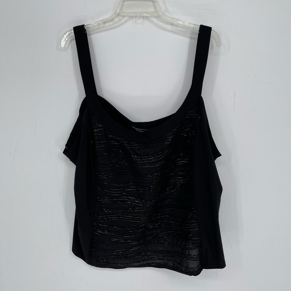 Dressbarn Women's Black Metallic Textured Sleeveless Tank Top Size 3X